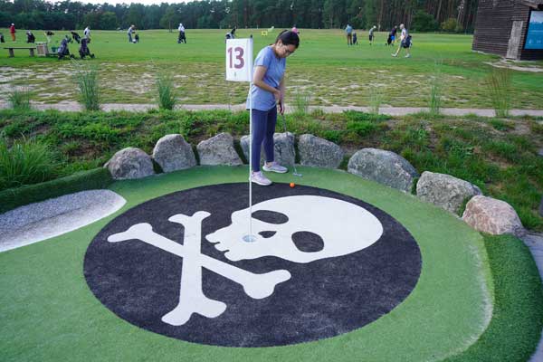 A person golfing.