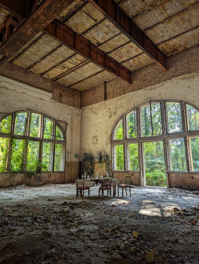 Inside on of the historic buildings